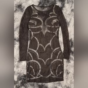 Women Dress Black Size 0 Long Sleeve/ Short lace and sequin dress